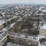 
              An aerial view of an apartment building hit by a Russian rocket in Kramatorsk, Ukraine, Thursday, Feb. 2, 2023. (AP Photo/Yevgen Honcharenko)
            