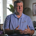 
              Surrounded by photos of his daughter, Gina Rose Montalto, Tony Montalto speaks during an interview, Friday, Feb. 3, 2023, at the family home in Parkland, Fla. Gina was one of the victims of Parkland's Marjory Stoneman Douglas High School shooting five years ago. Her parents, Tony and Jennifer, set up the Gina Rose Montalto Memorial Foundation, to help dozens of college students and others. (AP Photo/Wilfredo Lee)
            