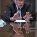 
              Sen. Bernie Sanders, I-Vt., outlines his priorities during an interview with The Associated Press in his Capitol Hill office, in Washington, Feb. 7, 2023. Sanders is chair of the Outreach Committee in the Senate Democratic Caucus. (AP Photo/J. Scott Applewhite)
            