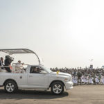 
              Pope Francis arrives at Ndolo airport to celebrate Holy Mass in Kinshasa, Congo, Wednesday Feb. 1, 2023. Francis is in Congo and South Sudan for a six-day trip, hoping to bring comfort and encouragement to two countries that have been riven by poverty, conflicts and what he calls a "colonialist mentality" that has exploited Africa for centuries. (AP Photo/Moses Sawasawa)
            