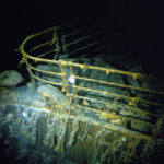 
              This image provided by the Woods Hole Oceanographic Institution shows the bow of the Titanic 12,500 feet (3.8 kilometers) below the surface of the ocean, 400 miles (640 kilometers) off the coast of Newfoundland, Canada in 1986. Rare and in some cases never before publicly seen video of the dive is being released on Wednesday, Feb. 15, 2023, by the Woods Hole Oceanographic Institution. (Woods Hole Oceanographic Institution via AP)
            