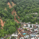
              A hillside is exposed after flooding triggered deadly landslides near Juquehy beach in Sao Sebastiao, Brazil, Monday, Feb. 20, 2023. (AP Photo/Andre Penner)
            