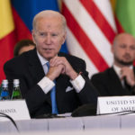 
              President Joe Biden speaks during a meeting with the leaders of the Bucharest Nine, a group of nine countries that make up the eastern flank of NATO, Wednesday, Feb. 22, 2023, in Warsaw. (AP Photo/ Evan Vucci)
            