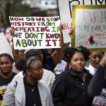 
              Hundreds participate in the National Action Network demonstration in response to Gov. Ron DeSantis's rejection of a high school African American history course, Wednesday, Feb. 15, 2023 in Tallahassee, Fla. (Alicia Devine/Tallahassee Democrat via AP)
            