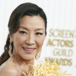 
              Michelle Yeoh arrives at the 29th annual Screen Actors Guild Awards on Sunday, Feb. 26, 2023, at the Fairmont Century Plaza in Los Angeles. (Photo by Jordan Strauss/Invision/AP)
            