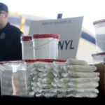 
              FILE - A display of the fentanyl and meth that was seized by U.S. Customs and Border Protection officers at the Nogales Port of Entry is shown during a press conference, Jan. 31, 2019, in Nogales, Ariz. On Tuesday, Feb. 7, President Joe Biden faced harsh rebukes from multiple angles as he spoke during his State of the Union address about trying to contain a drug overdose crisis driven by powerful illicit synthetic opioids like fentanyl, that has been killing more than 100,000 people a year in the U.S. (Mamta Popat/Arizona Daily Star via AP, File)
            