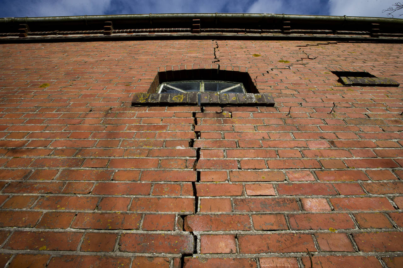 FILE -  A crack in the wall of a farm in Hunzinge, northern Netherlands, on Jan. 19, 2018. A parlia...