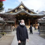 
              Ukrainian Dmytro Remez visits the Yushima Tenjin shrine on Feb. 15, 2023, in Tokyo, Japan. Remez, 24, a fledgling medical doctor studying at Juntendo University, is among the 2,291 Ukrainians who have moved to Japan since the war with Russia began a year ago. (AP Photo/Shuji Kajiyama)
            