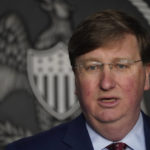 
              Mississippi Republican Gov. Tate Reeves speaks about his signing a bill to ban gender-affirming care in the state for anyone younger than 18, during a Tuesday, Feb. 28, 2023, news conference in Jackson, Miss. (AP Photo/Rogelio V. Solis)
            