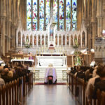 
              Archbishop Anthony Fisher, top right, performs as principal celebrant of the requiem mass for Cardinal George Pell at St. Mary's Cathedral in Sydney, Thursday, Feb. 2, 2023. Pell, who died last month at age 81, spent more than a year in prison before his sex abuse convictions were overturned in 2020. (Giovanni Portelli/Pool Photo via AP)
            