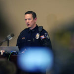 
              Michigan State University Interim Deputy Chief Chris Rozman addresses the media, late Monday, Feb. 13, 2023, in East Lansing, Mich. University police say multiple people have been reported injured in shootings on campus. (AP Photo/Carlos Osorio)
            