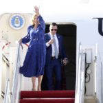 
              First Lady of the United States Jill Biden, waves as she arrives in Nairobi, Kenya, Friday, Feb.24, 2023 for a three-day visit to the country (AP Photo/Brian Inganga).
            