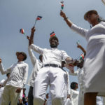 
              Kenyans attend a national day of prayer event held at Nyayo stadium in the capital Nairobi, Kenya, Tuesday, Feb. 14, 2023. With the prospect of a sixth consecutive failed rainy season in the east and Horn of Africa, Kenya's president is hoping the heavens will finally open with the help of a national day of mass prayer. (AP Photo/Brian Inganga)
            