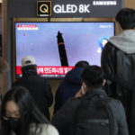 
              A TV screen shows a file image of North Korea's missile launch during a news program at the Seoul Railway Station in Seoul, South Korea, Monday, Feb. 20, 2023. North Korea has fired a pair of short-range ballistic missiles off its east coast on Monday, South Korea's military said, two days after the North resumed testing activities with an intercontinental ballistic missile launch. (AP Photo/Ahn Young-joon)
            