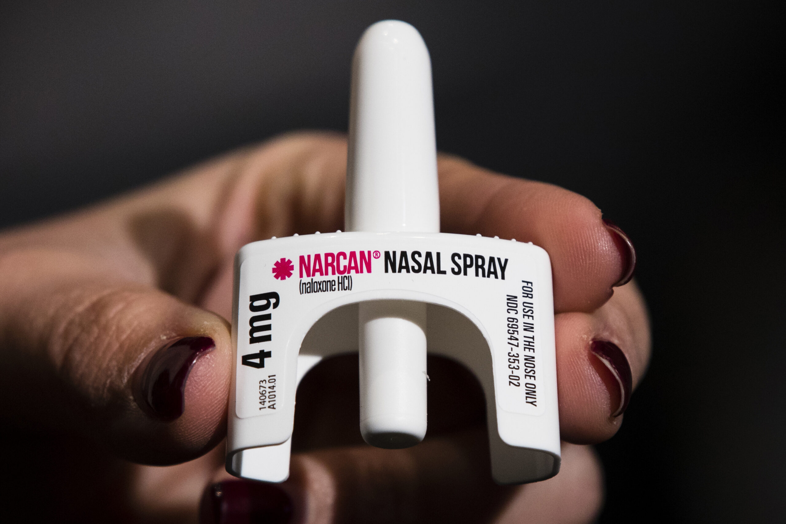 FILE - The overdose-reversal drug Narcan is displayed during training for employees of the Public H...