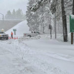 
              In this image released by Caltrans District 3, Highway 50 is closed to all traffic between Pollock Pines and Meyers due to low visibility, spinouts and avalanche control work in Pollock Pines in El Dorado County, Calif., Tuesday, Feb. 28, 2023. Beleaguered Californians got hit again Tuesday as a new winter storm moved into the already drenched and snow-plastered state, with blizzard warnings blanketing the Sierra Nevada and forecasters warning residents that any travel was dangerous. (Caltrans District 3 via AP)
            