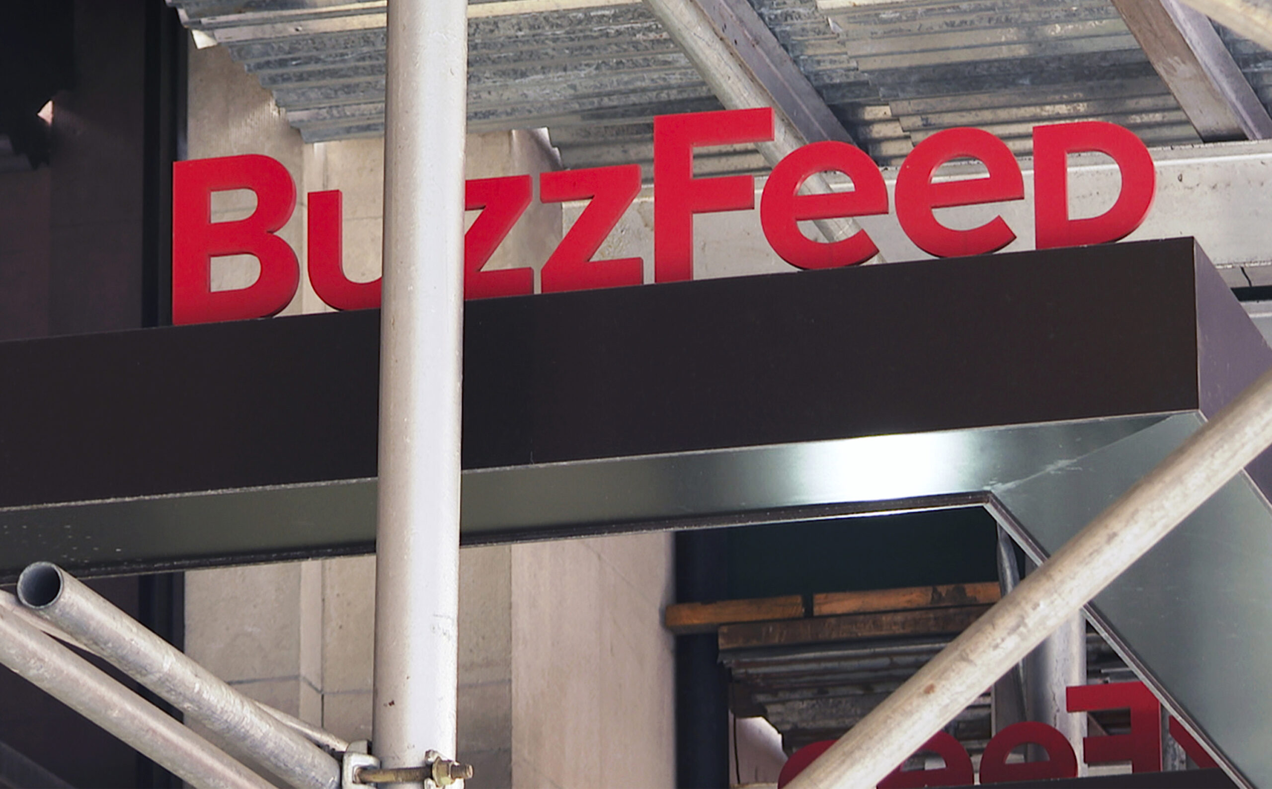 FILE - The entrance to BuzzFeed in New York is seen on Nov. 19, 2020. Pulitzer prize winning digita...