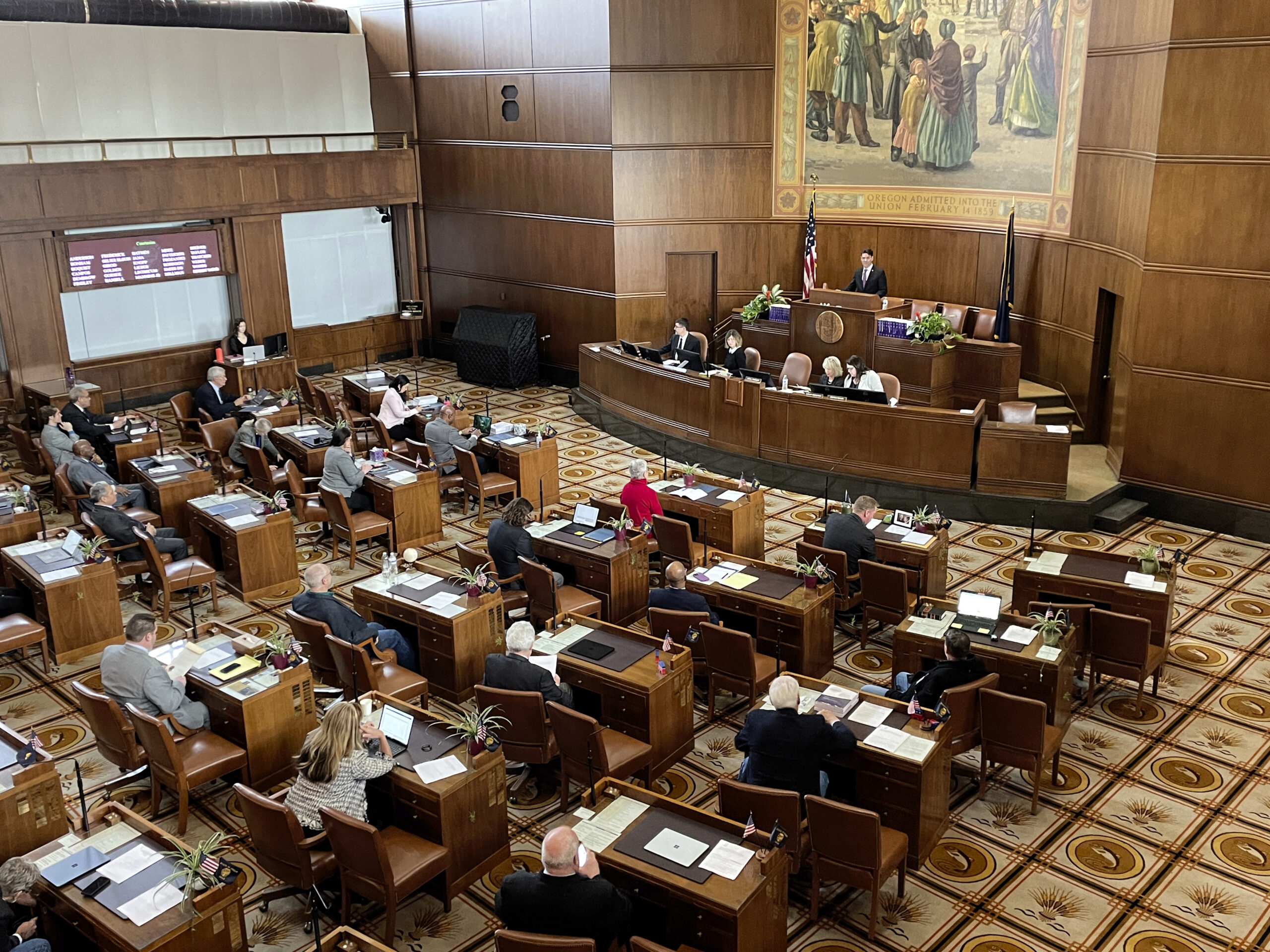 FILE - The Oregon state Senate convenes for the first day of the legislative session on Tuesday, Ja...