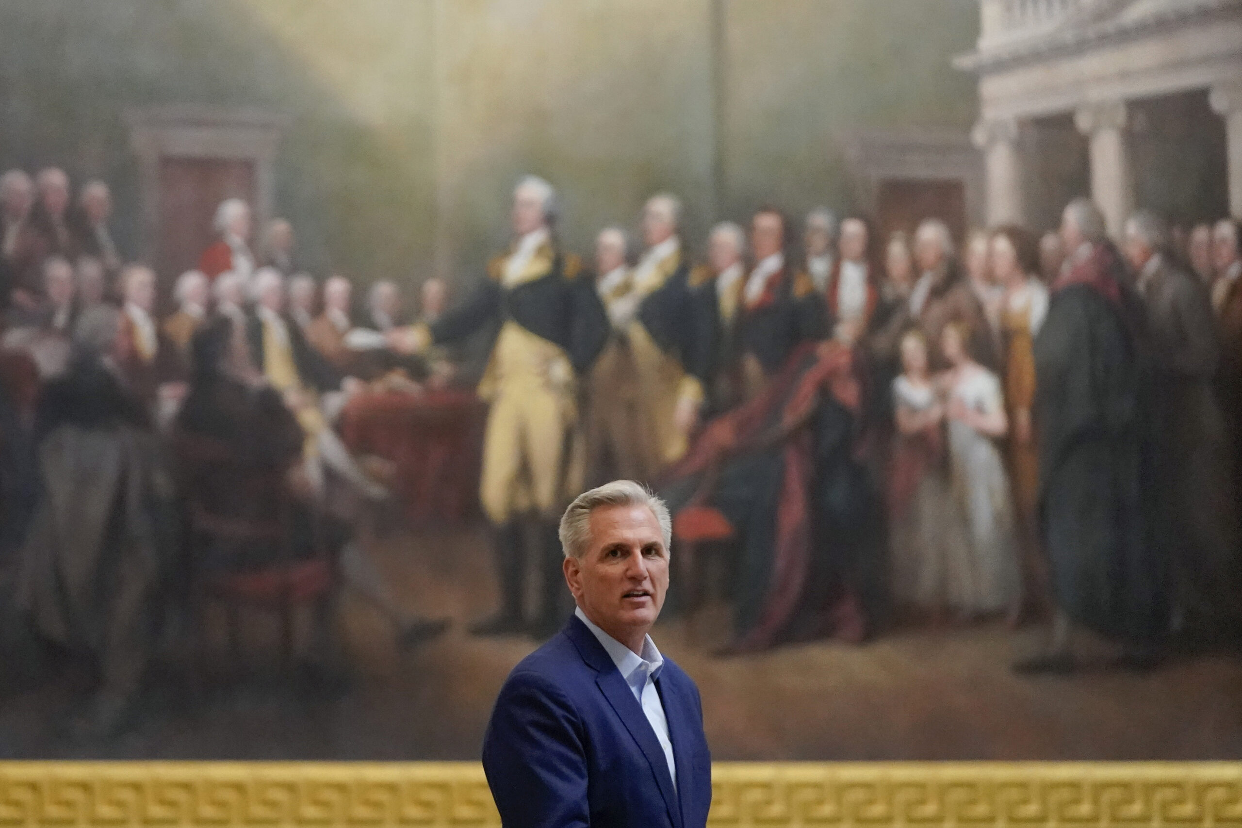 Speaker of the House Kevin McCarthy, R-Calif., walks in the Capitol Rotunda on Capitol Hill in Wash...