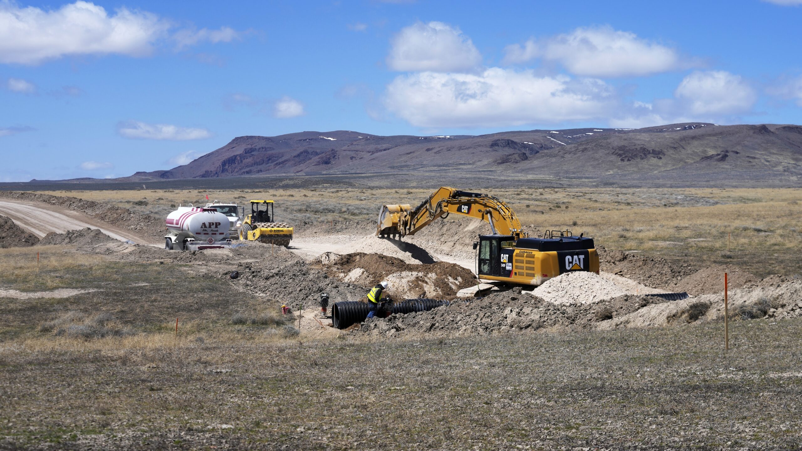 Construction continues at the Thacker Pass lithium mine on April 24, 2023, near Orovada, Nev. The B...