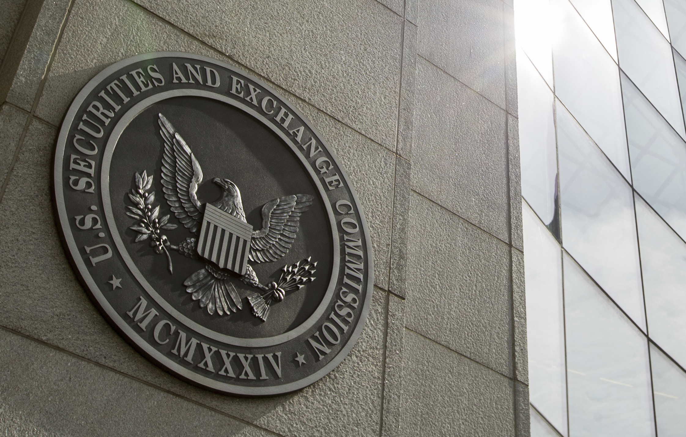 FILE - The seal of the U.S. Securities and Exchange Commission at SEC headquarters in Washington is...