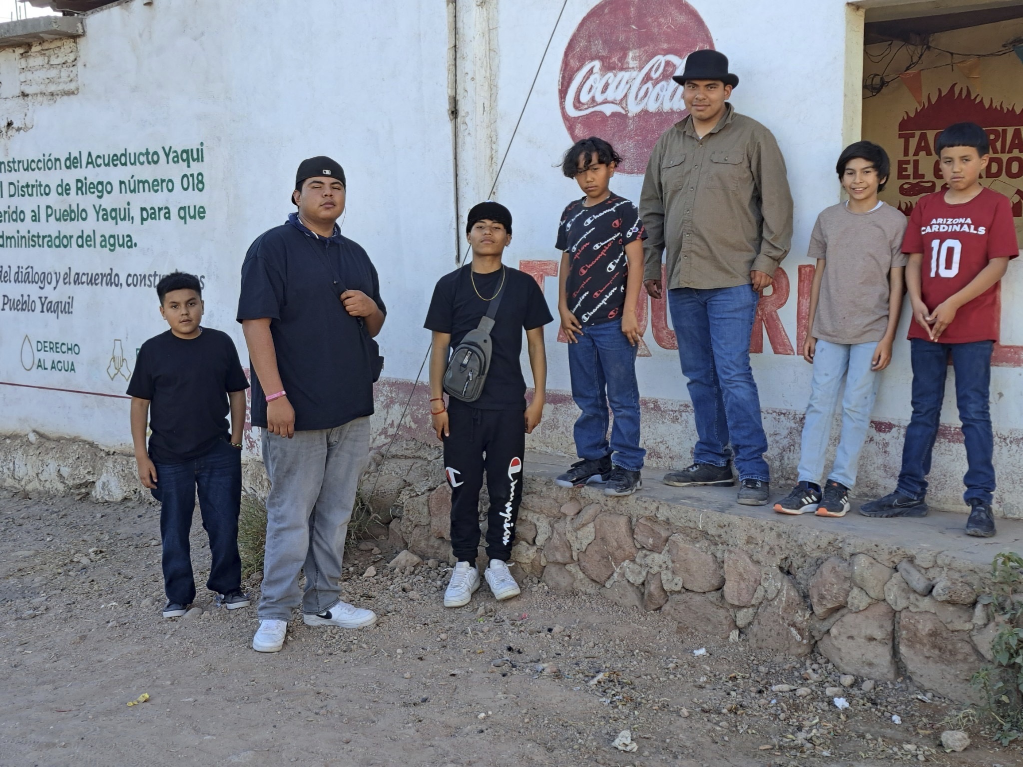 Members of the Pascua Yaqui Tribe pose for a photo in their tribal community in Sonora, Mexico. in ...