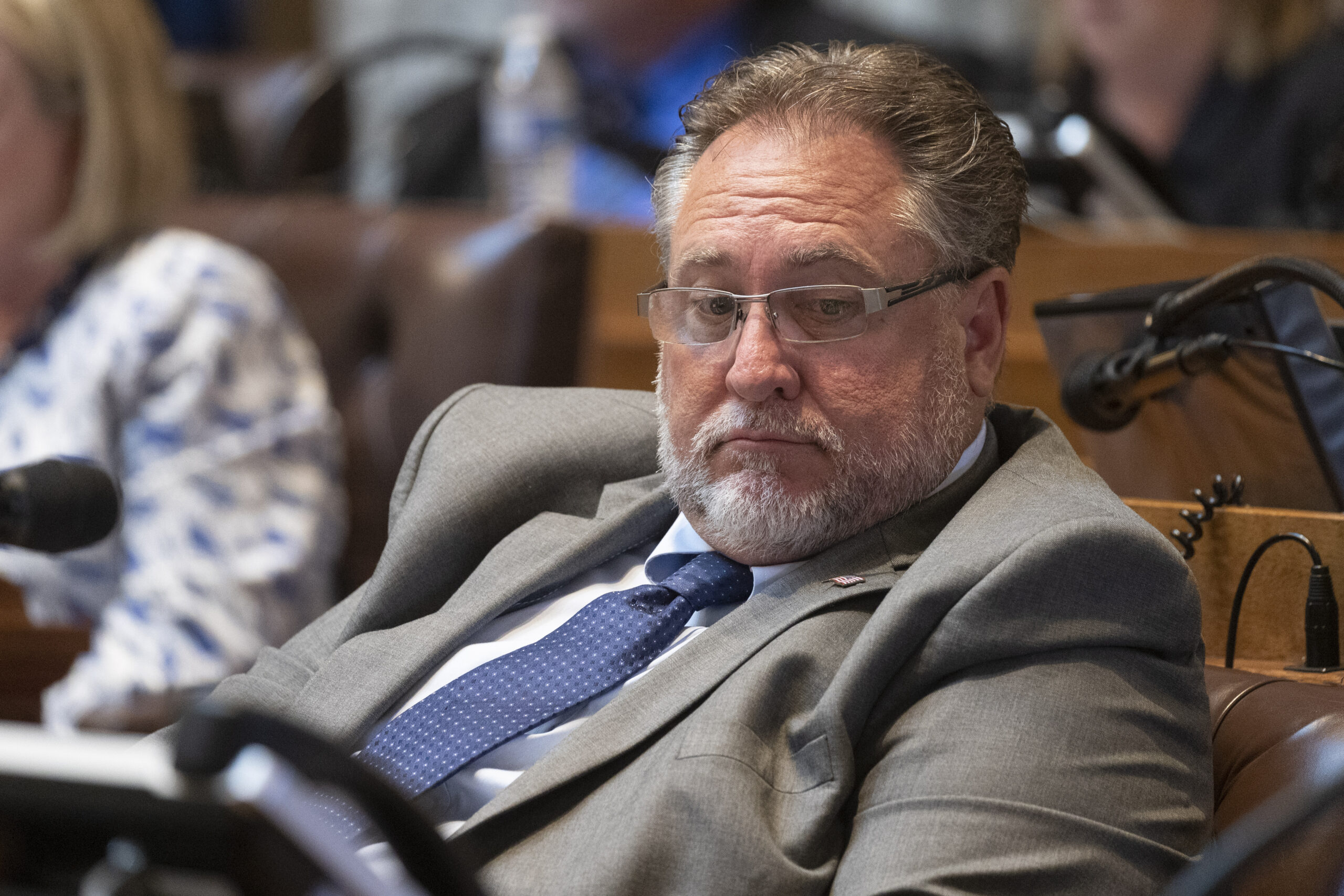 State Rep. Rob Brooks, R-Saukville, sits during the Assembly's session on June 22, 2021, at the Cap...