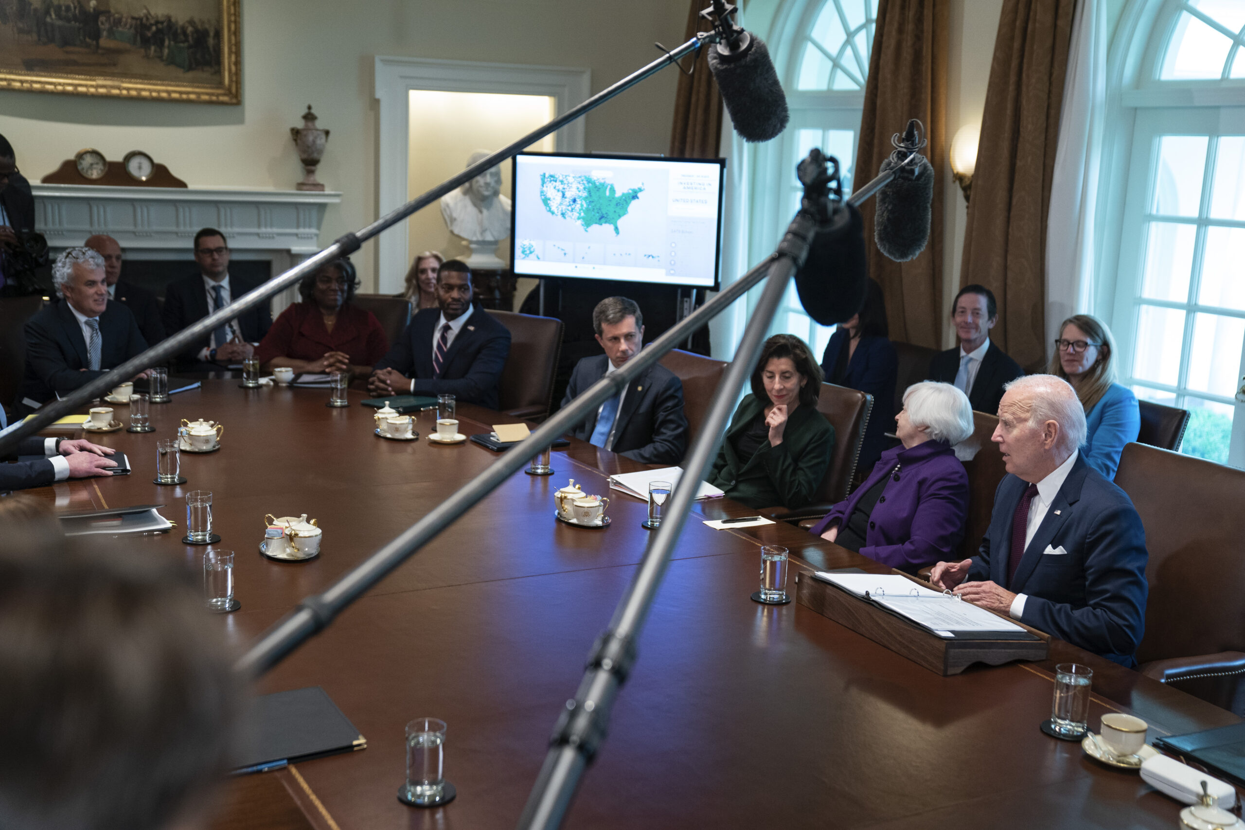 President Joe Biden speaks during a cabinet meeting at the White House, Wednesday, June 7, 2023, in...