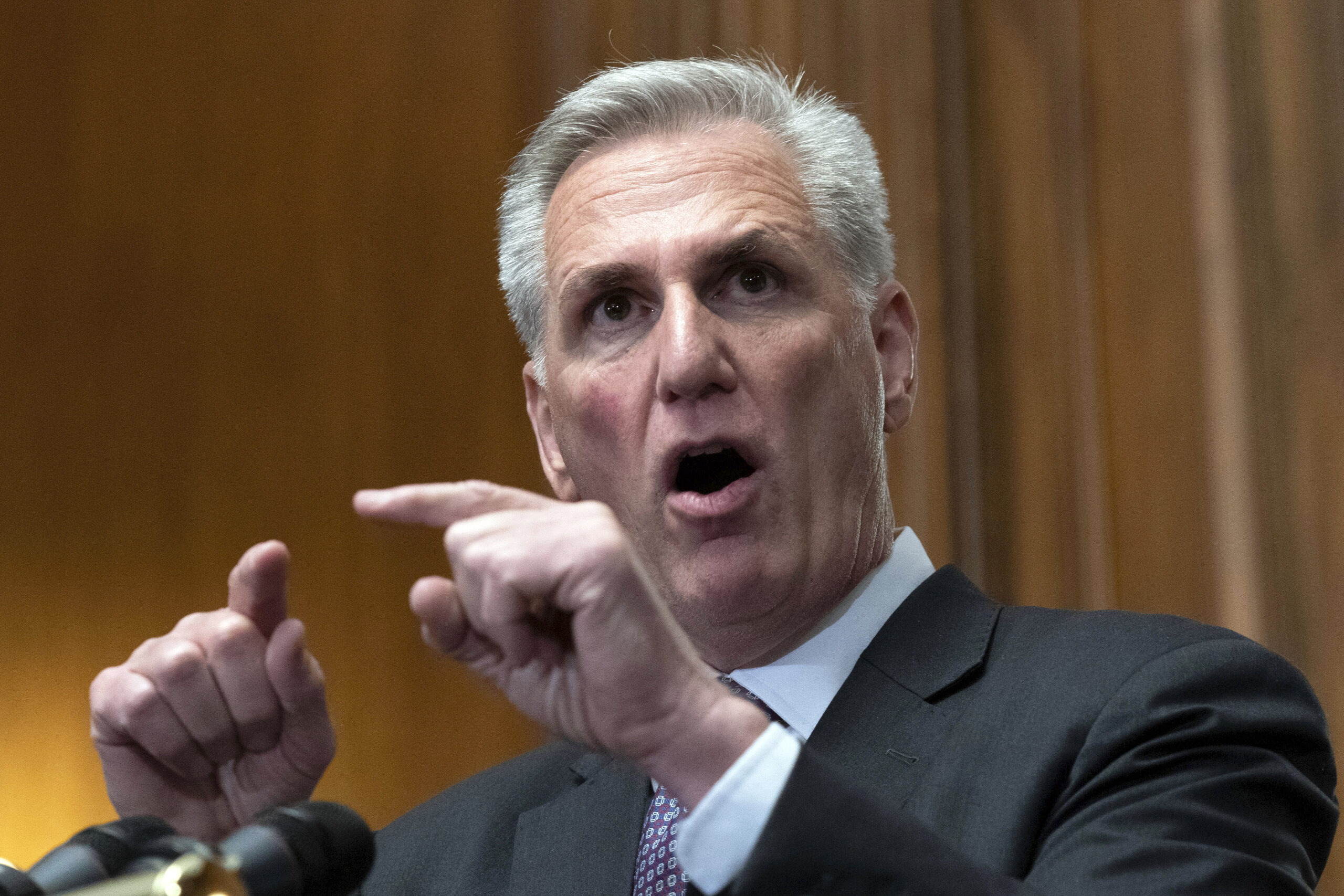 House Speaker Kevin McCarthy of Calif., speaks at a news conference after the House passed the debt...