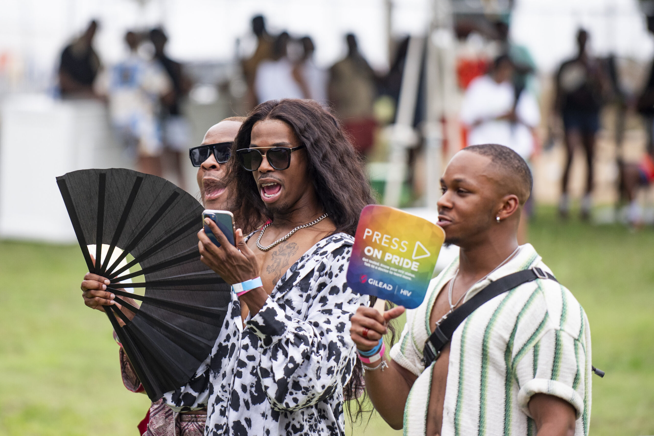 Attendees watch Leslie Carter perform during the Dallas Southern Pride Juneteenth Unity Weekend Cel...
