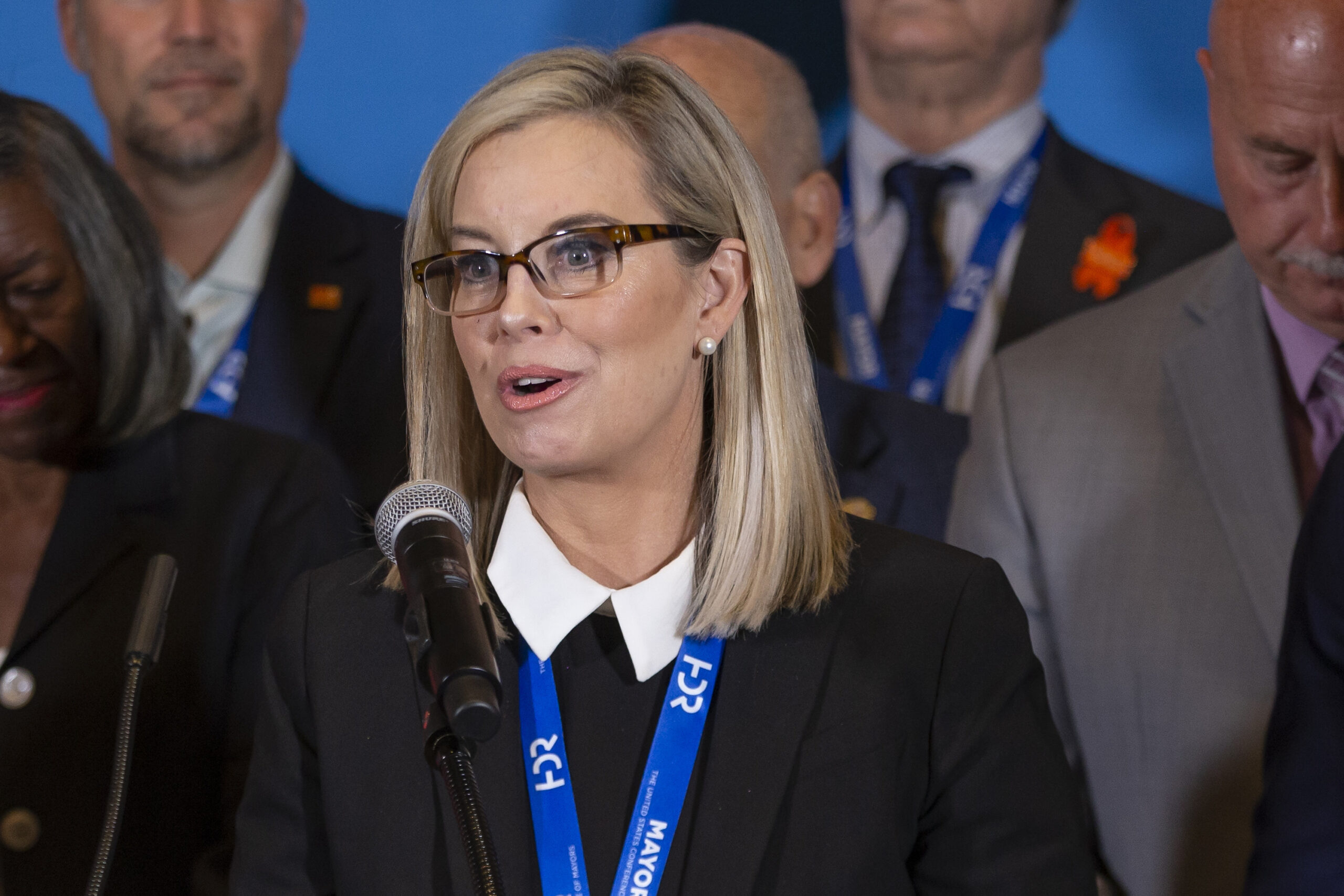 FILE - Reno Mayor Hillary Schieve speaks during the U.S. Conference of Mayors 90th Annual Meeting a...