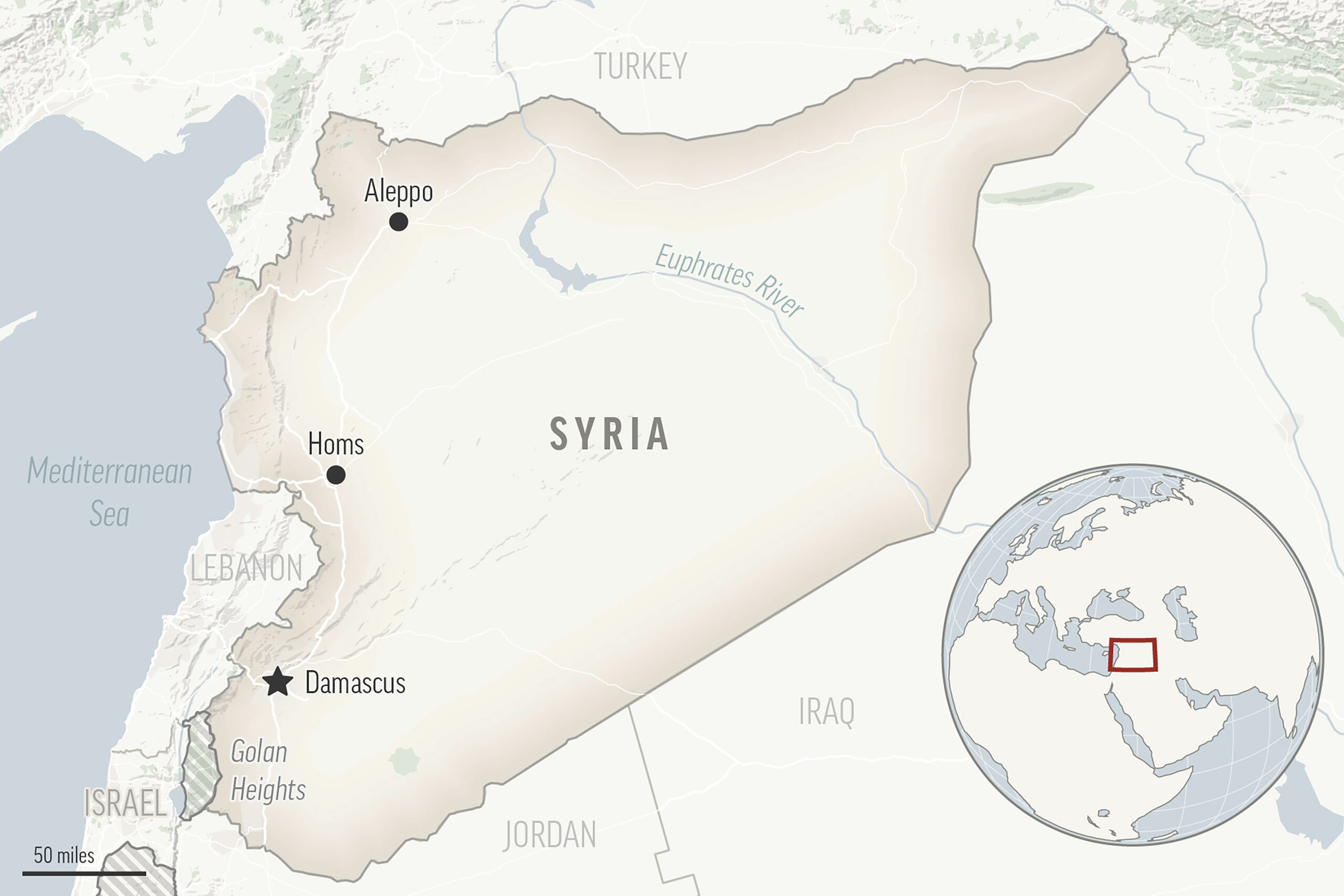 This is a locator map for Syria with its capital, Damascus. (AP Photo)Credit: ASSOCIATED PRESS...