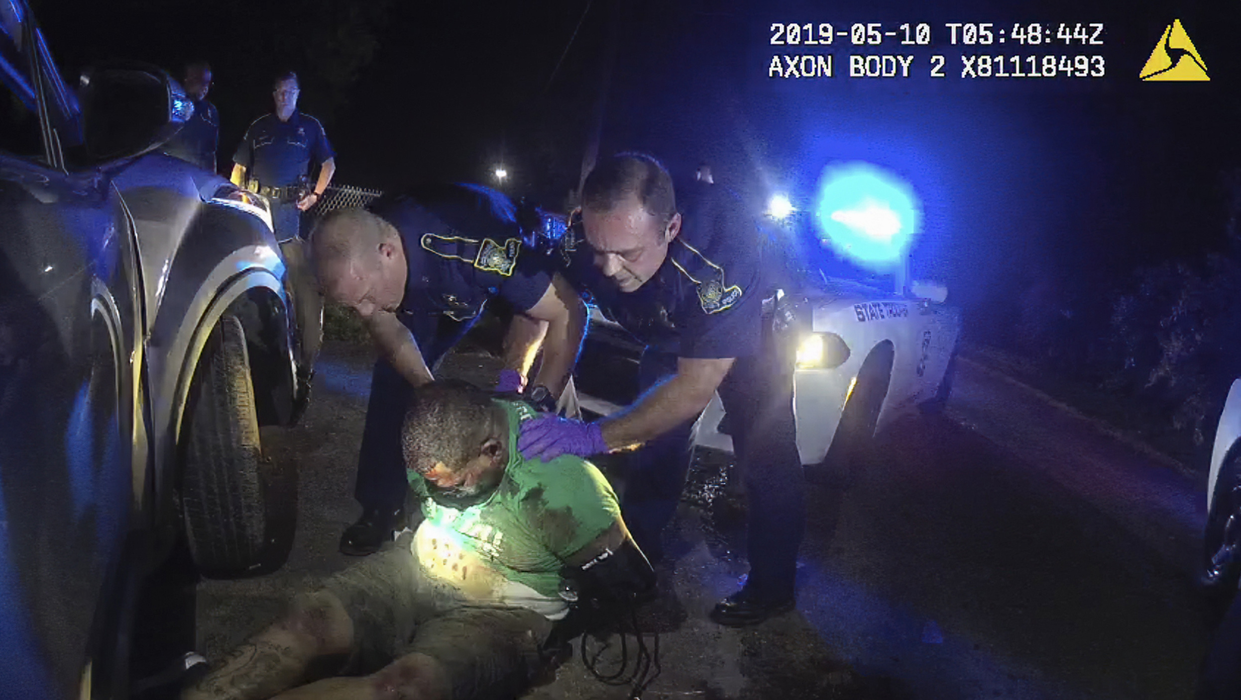 FILE - This image from the body camera of Louisiana State Police Trooper Dakota DeMoss shows his co...