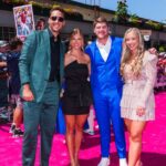 From left, Matt Olson of the Atlanta Braves, Nicole Olson, Bryce Elder #55 of the Atlanta Braves, and Bleu Davis during the MLB All-Star Red Carpet show at Pike Place Market in Seattle on July 11. (Photo by Matthew Grimes Jr./Atlanta Braves/Getty Images)