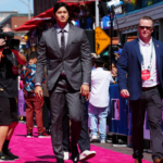 Shohei Ohtani of the Los Angeles Angels appears at the MLB All-Star Red Carpet show at Pike Place Market in Seattle on July 11.  (Photo by Mary DeCicco/MLB Photos via Getty Images)