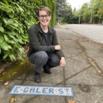 Author Susanna Ryan solved the mystery of the origins of street names rendered in tile in the sidewalks along Madison Street. (Feliks Banel/KIRO Newsradio)