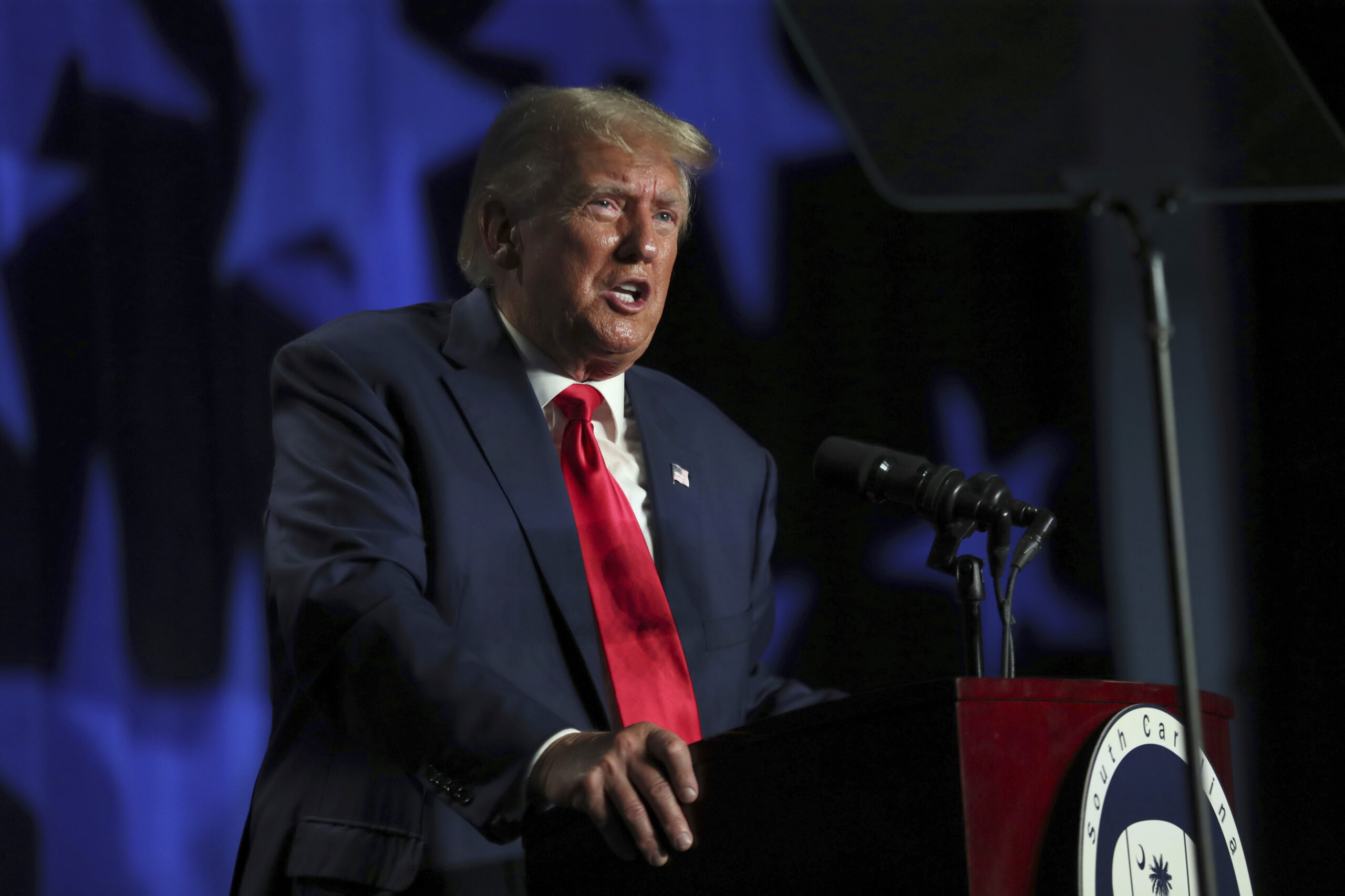 Former President Donald Trump speaks at the 56th annual Silver Elephant Gala in Columbia, S.C., Sat...