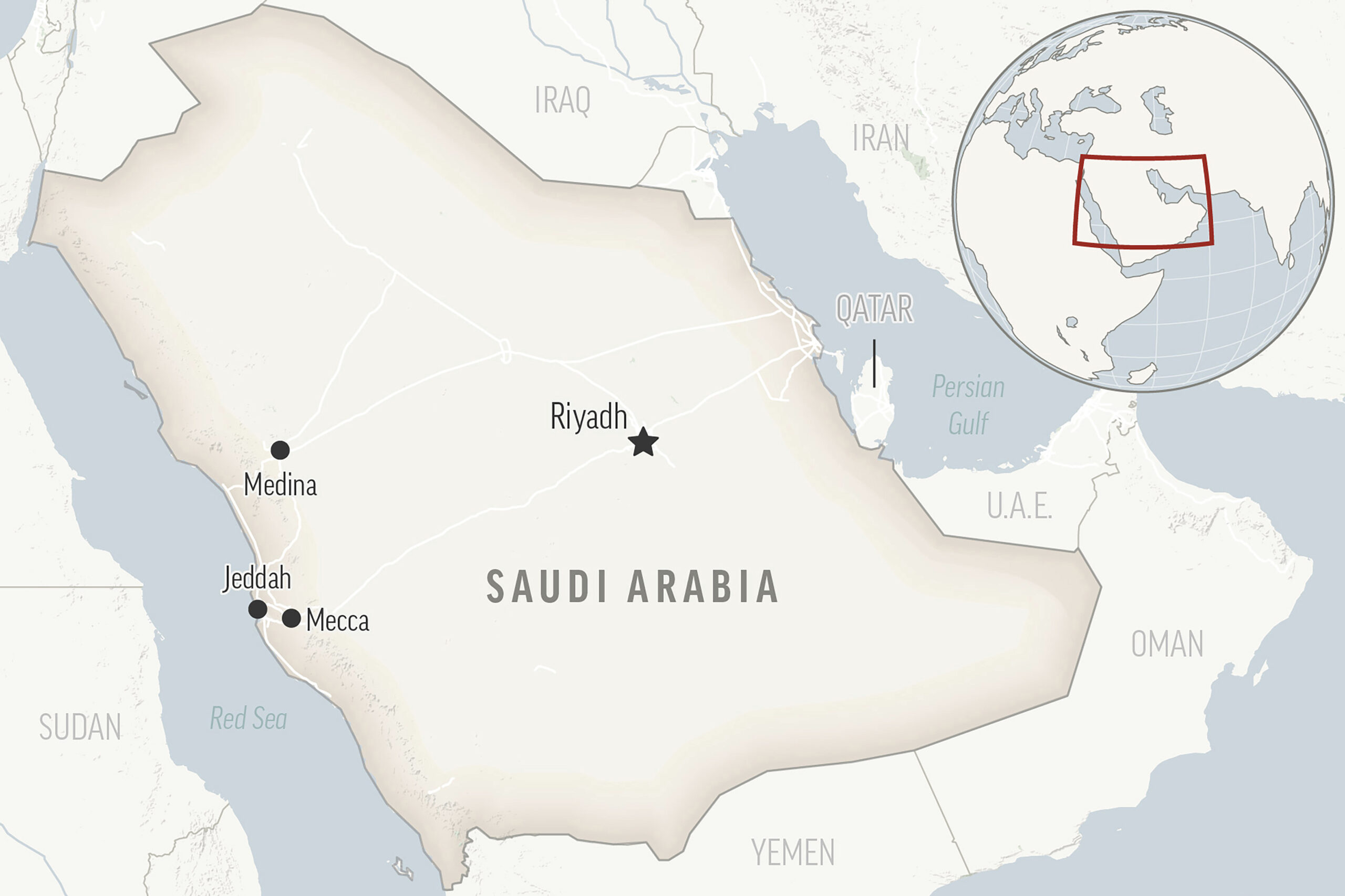 This is a locator map for Saudi Arabia with its capital, Riyadh. (AP Photo)Credit: ASSOCIATED PRESS...