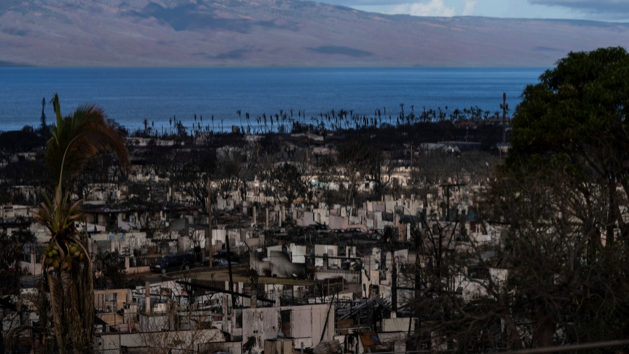 Image:Homes consumed in recent wildfires are seen in Lahaina, Hawaii, on Wednesday, Aug. 16, 2023. ...
