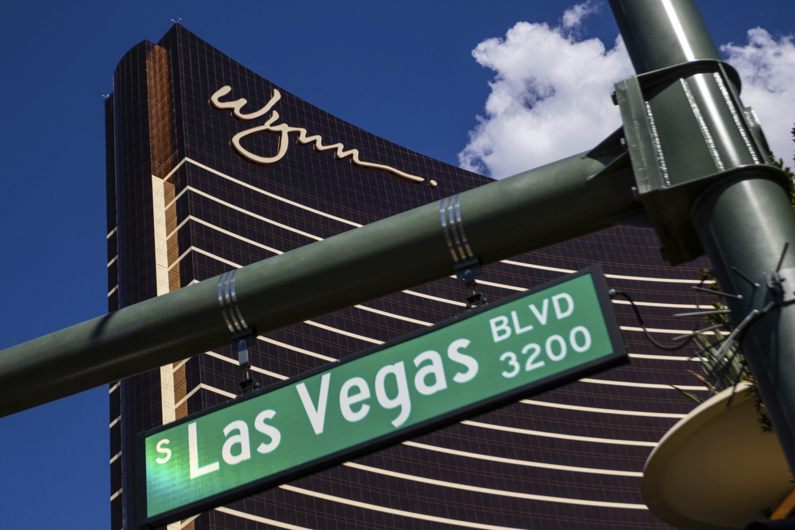 FILE - The Wynn Las Vegas resort stands over the Las Vegas strip, July 26, 2023, in Las Vegas. Acco...