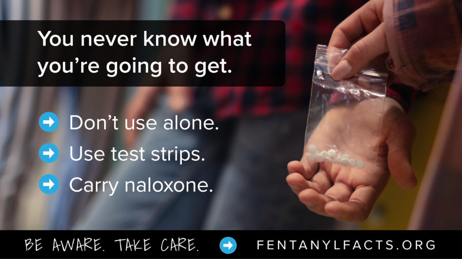 A promotional poster for fentanylfacts.org provides what a Washington health agency believes are ke...