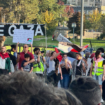 About 100 pro-Hamas rallygoers gathered in Kirkland on Sunday to celebrate the murder, rape, and kidnapping of innocent Jews. (Jason Rantz/AM 770 KTTH)