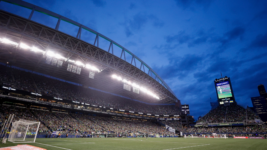 A view of Lumen Field in Seattle can be seen during Leg 2 of the 2022 Scotiabank Concacaf Champions...