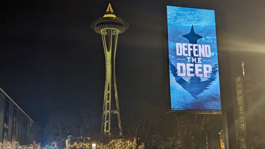 Image: This photo of the Space Needle in Seattle was taken outside of Climate Pledge Arena in Decem...