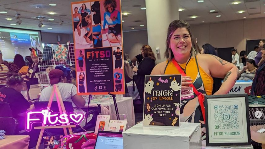 The FITSO clothing booth is seen at Philly Fat Con in Philadelphia in October 2023...