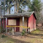 Image: A close-up of the little house at what's now Fisk Family Park.  