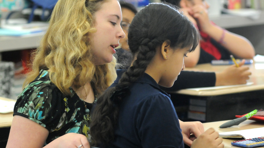 A teacher working with a fourth grade class. (Photo By Harold Hoch/MediaNews Group/Reading Eagle vi...