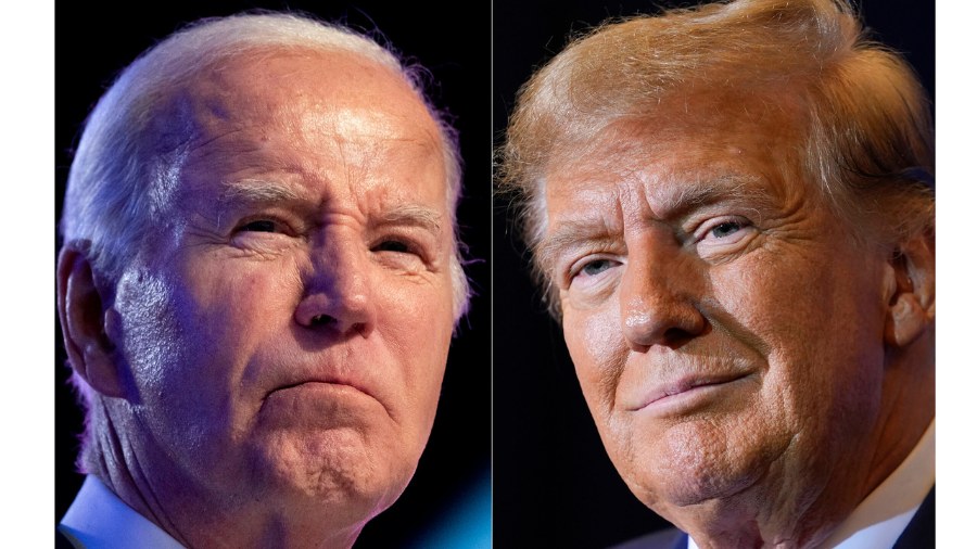 Image: This combo image shows President Joe Biden, left, on Jan. 5, 2024, and Republican presidenti...