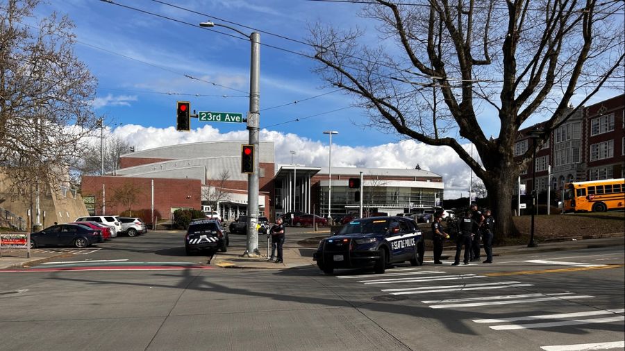 Photo: Seattle police are reporting a shooting near Garfield High School. This a photo from the sce...