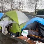 Image: Tents are seen at a Seattle homeless encampment.